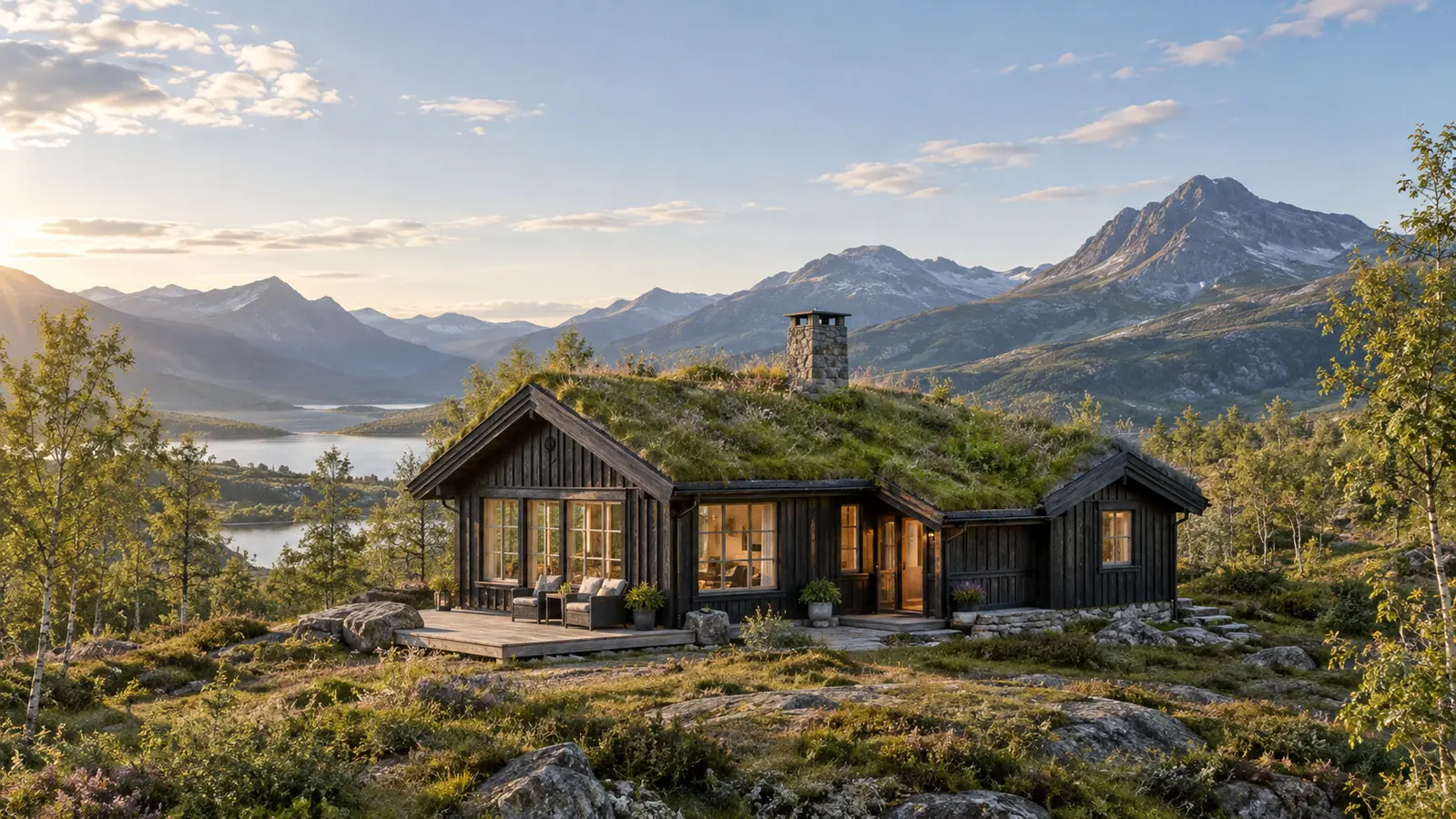 Fjellhytte i norsk natur