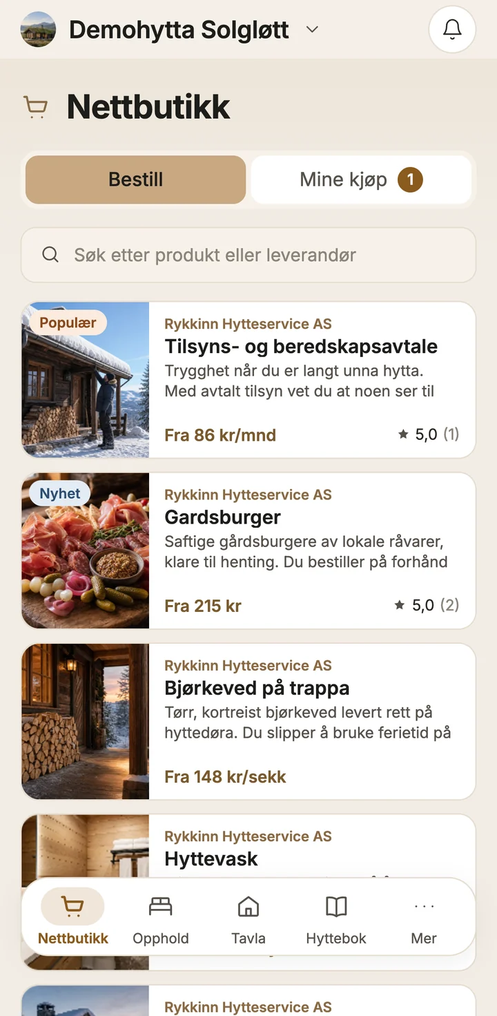 Nettbutikken i LUMO med tjenester fra lokale leverandører