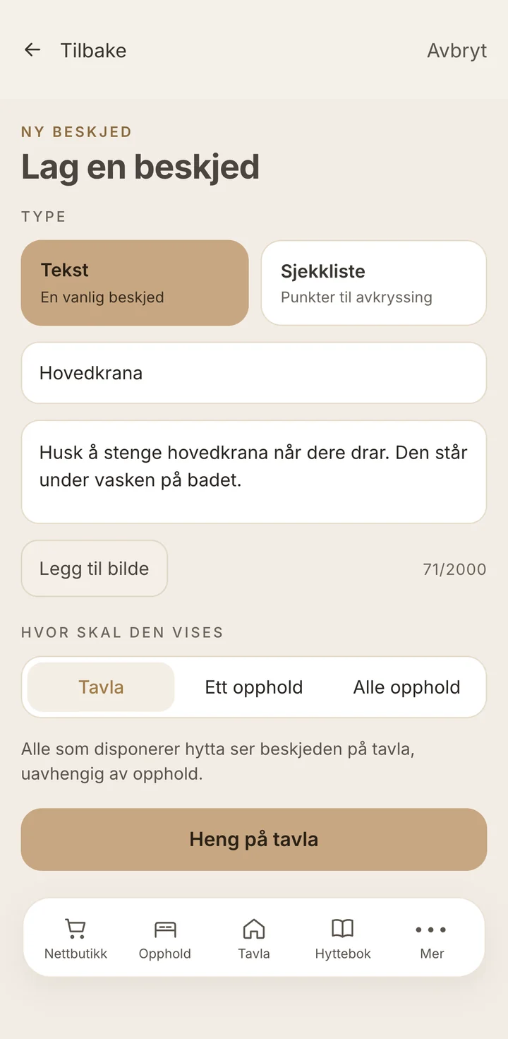 Ny beskjed i LUMO med valg av mottaker
